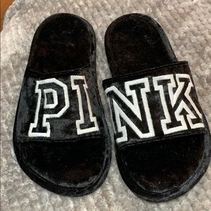 PINK black velvet Slippers!😍